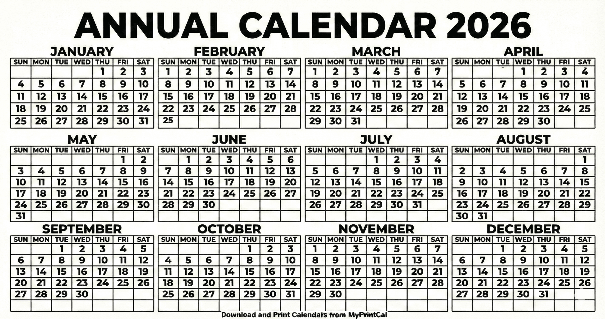 2026 yearly calendar preview